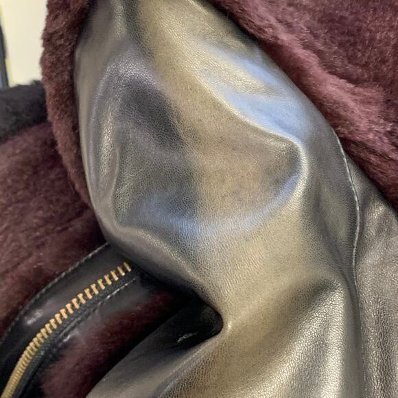 MACKAGE Size XS Black Brown Lambskin Leather Rabbit Fur Ombre Zip Jacket - Picture 11 of 11